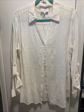 Soma white linen-blend Button-Front Shirt
